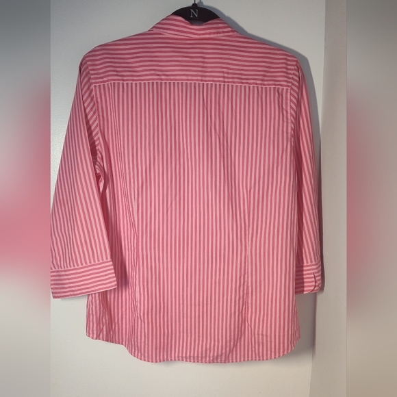Talbots Pink and White Striped Shirt Size M #555 - Picture 2 of 4